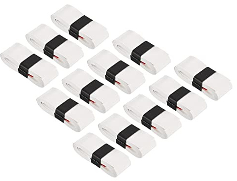 PATIKIL 43.3 Nastro Impugnatura Racchetta Tennis 12 Pezzi PU Overgrip Elasticizzato Antiscivolo Assorbe Sudore per Badminton Canna Pesca Bianco