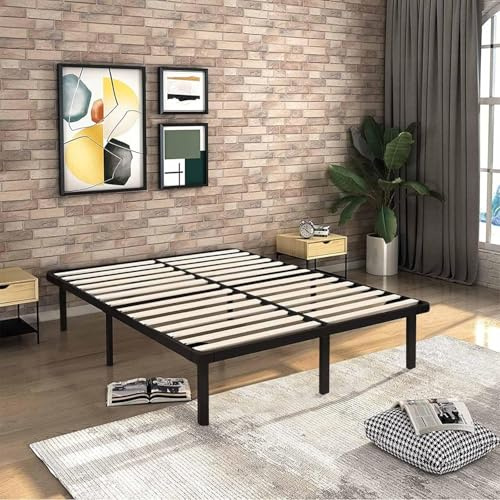 IZTOSS Sommier 160x200, Sommier en Bois à Lattes, Structure Métal Renforcée, 9 Pieds Antidérapants Silencieux(160x200-9 Pieds)