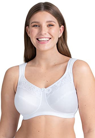 Miss Mary of Sweden Minimizer Non-Wired Unpadded Bra Cotton Now Flat Cup 44F White