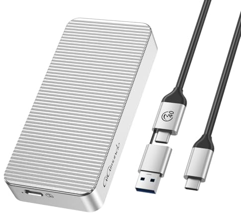 GiGimundo 40Gbps M.2 NVMe SSD Enclosure, Aluminum M.2 Enclosure, Support USB4/TB4, UASP & TRIM, SSD Enclosure Compatible for MacBook/Mac Data Transfer, Support SSD 2280 M-Key, Silver