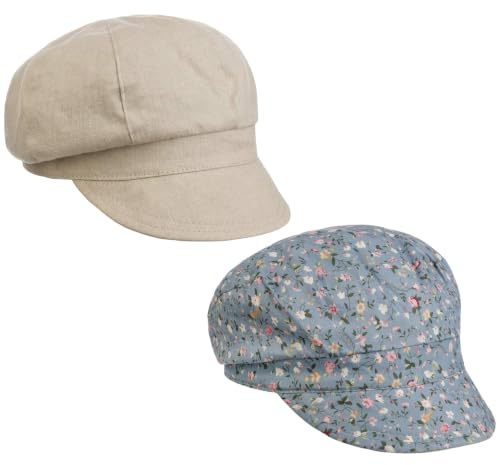Lipodo Millefleurs Vändbar Keps Damer - skärmmössa gubbkeps baker boy mössa med skärm, skärm Sommar Vår-sommar - M (55-56 cm) beige