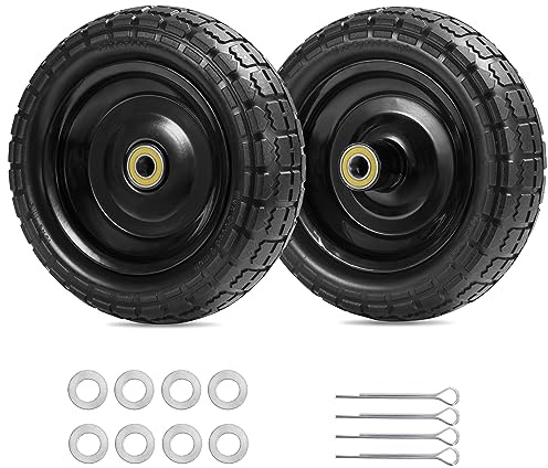 Gorilla Cart Wheels 10 Flat-free Solid Tire and Wheel Replacement 4.10/3.50-4 for Hand Truck, Wagon, Garden Dolly, Trolley - 2 Pack