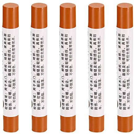 sourcing map 5Stk Möbel Reparatur Buntstifte Wachsfüllstift Ausbessern Stift Marker - für Kratzer Tische Holzböden Abdeckplatten Helles Orange