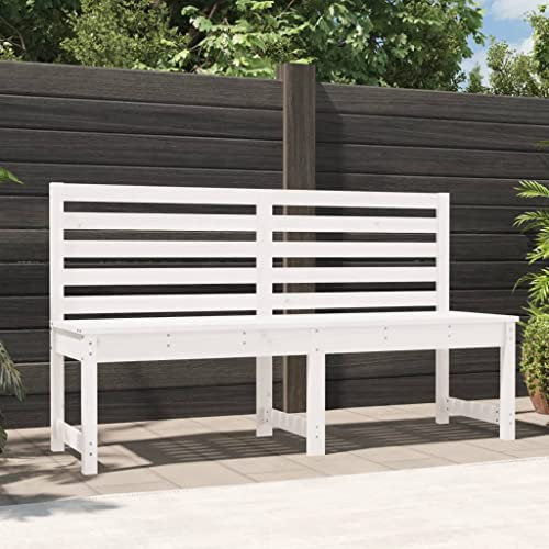 Higsose Gartenbank Weiß 157,5 cm Gartenmöbel Set Gartenstuhl Holz Balkonmöbel Holz Balcony Furniture Gartenmöbel Holz Gartenbank Holz Garten Holzbank Massivholz Kiefer