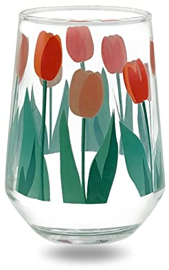 HEXEH Verre à Eau Jus Verres d'eau Mignonnes Coupe d'eau Tulip Modèle de Tulipes Lunettes de Verre Verres vibrants for café Familial ou Boissons Froides Verres à Boire (Color : Tall)
