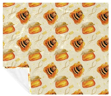 VAPOKF Cute Little Bee in Honey Jar Soft Cozy Throw Blanket for Adult and Kids, Lightweight Microfiber Fleece Blanket for Couch Bed Sofa Travel, 59x51