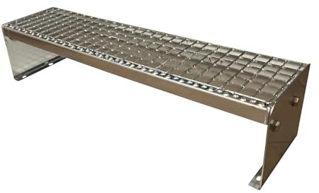 Kaminbau Mierzwa Escalier en acier galvanisé de qualité / 1 marche en caillebotis, 1000 mm de largeur, 20 cm de hauteur, résistant aux intempéries, pour le jardin