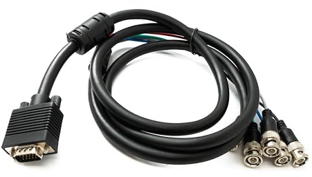 System-S VGA Kabel HD15 zu 5 BNC RGBHV Stecker, Schwarz, 180 cm