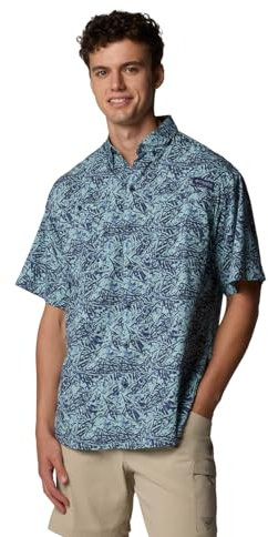 Columbia Camiseta de Senderismo para Hombre Trollers Best, Palmas de Marlin Azul trituradas, S