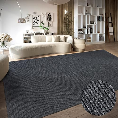 Villeroy & Boch Francois - Alfombra de Lana Natural para salón, Tejida a Mano y respetuosa con el Medio Ambiente, para salón, Dormitorio, Comedor, Pasillo, Cocina, Antracita, 160 x 230 cm