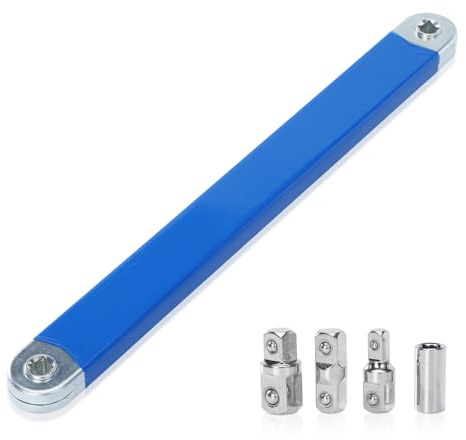 WISEPRO Clé d'extension décalée, rallonge à cliquet en acier au carbone, ensemble de clés d'extension multifonctionnelles à portée serrée avec adaptateur d'entraînement de 1,27 cm, 1/4 et 9,5 mm