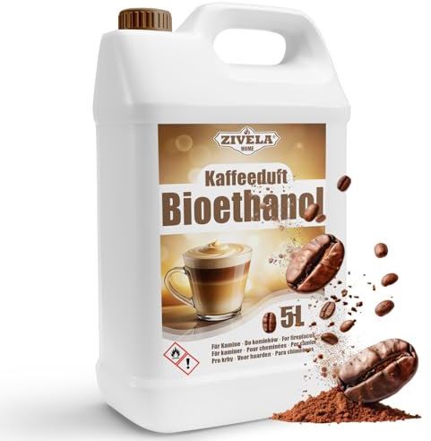 Bioetanolo 96,6% 5L | Profumo di caffè alcool biologico 96,6% 5L | Bioetanolo per camino, caminetto, camino a bioetanolo | Profumo di caffè a bioetanolo | combustione pulita, senza fumo, fiamma vivida