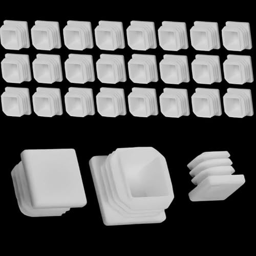 Tappi quadrati in plastica da 30 x 30 mm, tappi terminali in plastica bianca in 24 pezzi, per gambe della sedia, tappi di copertura per mobili, tavoli, sedie