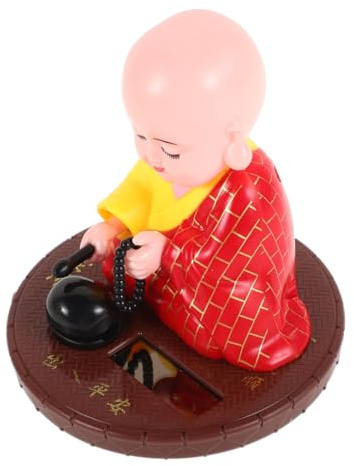 ERINGOGO Tanzendes Solarspielzeug Mit Schüttelndem Kopf Kleine Chinesische Buddha-mönchsstatue Als Armaturenbrettdekoration Exquisites Solar-Buddha-Ornament Für Auto Heim Und Büro