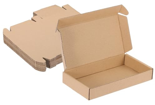 PATIKIL 20 x 10 x 2 cm små fraktlådor, 20 st korrugerad kartong presentaskar för förpackning postflyttförpackningar små företagslådor brun