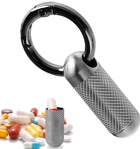 Setauoo Tablettenbehälter aus Titan, wasserdichte Pillendose mit Dichtung, winziger Titan-Metall, tragbarer Reise-Pillen-Organizer für Geldbörse, Schlüsselanhänger, Pillenhalter, Flasche