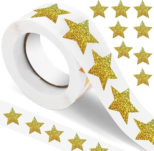 1 rulle 500 st stjärnor klistermärken 2,5 cm glitter klistermärken lärare