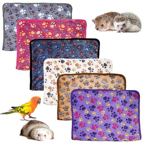 SUPERPAWS Meerschweinchen-Fleece-Decken, 76,2 x 52,1 cm, 6 Stück, wasserdicht und waschbar, Kleintierkäfigeinlagen, Schlafmatte, Bettunterlage für Hamster, Chinchilla, Kaninchen, Igel (6 Stück, Stil