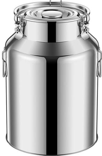 Milchkanne Transportkanne 18 Liter Aus Edelstahl,Auslaufsicherer Deckel Mit Spannverschluss Und Gummidichtung,Eiskübel,Isolierter Champagner, Wasserdichter Behälter,Mehl Aufbewahrung 9L