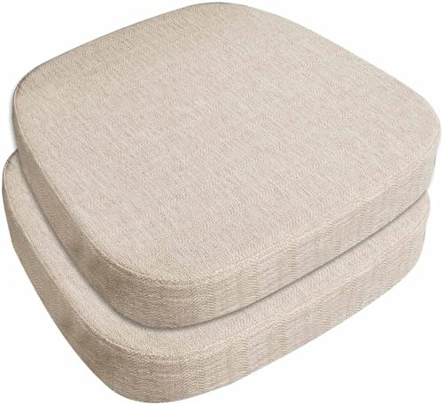 SDNAM Pack de 2/4/6 Cojín para Silla de Comedor de Cocina Oficina con Antideslizante 43X40cm/40X38cm/43X42cm, Cojín de Asiento Suave para Taburete, jardín, Interior, Exterior,Hogar(#5,2pcs 43x40x3cm)