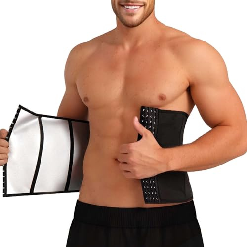 YOSUWOAI Waist Trainer - Corsetto sottoseno da uomo, per la pancia, forma forte, 4 ganci, corpetto sportivo, cintura regolabile