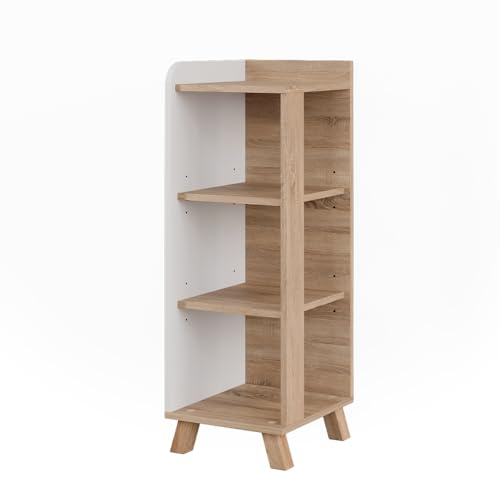 Vicco Midischrank Karen, Sonoma/Weiß, 30 x 90 cm | mit 4 Ablagen, zur Aufbewahrung von Badutensilien und Handtüchern geeignet