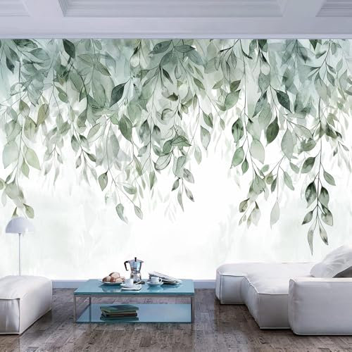 JIAOQSS Autocollant Amovible Papier Peint Mural 3D Panoramique Murale Aquarelle rétro feuilles tombantes simple Murales Panoramique Salon, Adulte Chambre d'enfants, Restaurant Décoration