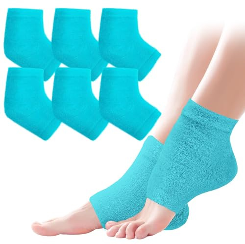 Nuwelo Hydra-Fersen-Socken gegen Hornhaut, Gel-Socken für trockene, rissige Füße, feuchtigkeitsspendend mit Aloe Vera, Vitamin E, weiche Fußpflege, Hornhautentfernung (3 Pairs)