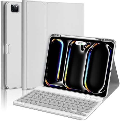 aMZCaSE for iPad Pro 13 inch Case with Keyboard (M5/M4) 2025/2024, for iPad Pro 13 Keyboard with Magnetic Detachable Folio Slim Cover, Smart Sleep/Wake, Pencil Holder, Gray | Detachable Folio Slim Cover, Smart Sleep/Wake, Pencil Holder, Fit 2024-2025, Gray