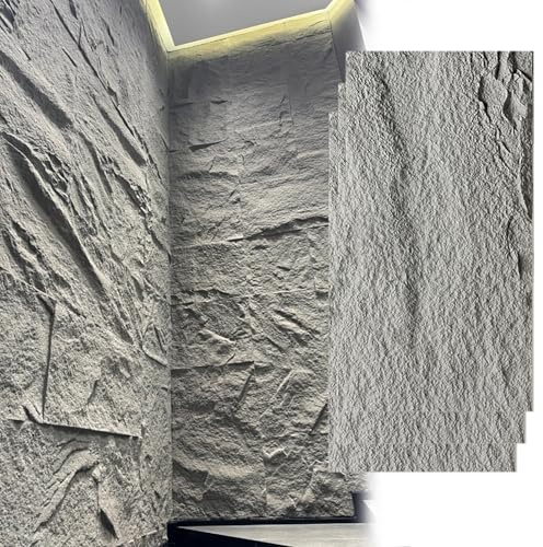MLYAYE Cement Texture 3D Wall Panels Gray, Waterproof Wear-resistant 47.24'' × 23.62 Inch Faux Stone Veneer Panels Exterior to Cover Concrete/Brick/Plasterboard/Wood Base(Set of 3)