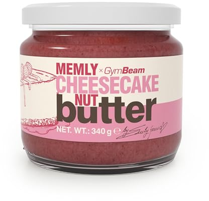 GymBeam Burro di Arachidi al Cheesecake - Burro di Arachidi al Cheesecake Ricco di Proteine con Cioccolato Bianco, Lamponi Liofilizzati e Latte in Polvere, Crema Spalmabile Cremosa