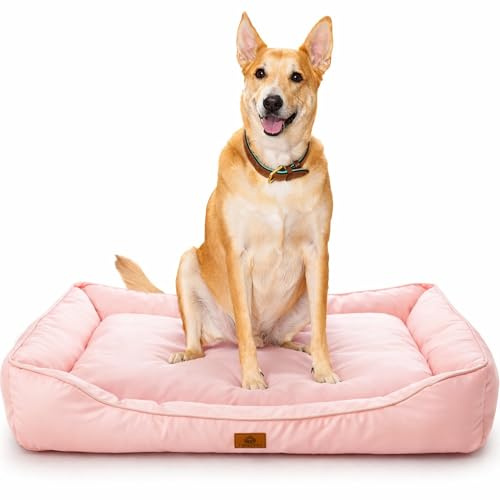 Carver Park Pink Large Dog Bed XXL | Plush Calming Pet Bed for Big Dogs | Deep Sleep Supportive Cushion for Joint Relief | Durable Non-Slip XL Doggie Mat