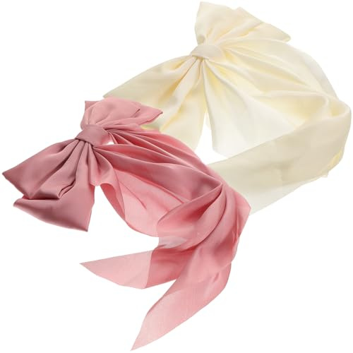 Beaupretty 2 Stück Große Haarschleifen Haarspangen für Mädchen und Frauen mit Stabilem Clip in Pink und Creme Modisches Haarstyling Zubehör für Alltag und Party