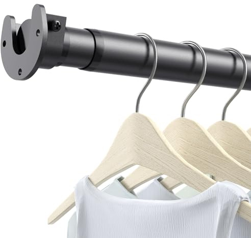 Ruiony Kleiderstange Schrank, 43 bis 97 cm Kleiderstange Ausziehbar, 3,3 cm Durchmesser Robuste Metall Kleiderstange für Schrank, für Kleiderschränke, Wäschekammern und Wohnmobile, Schwarz