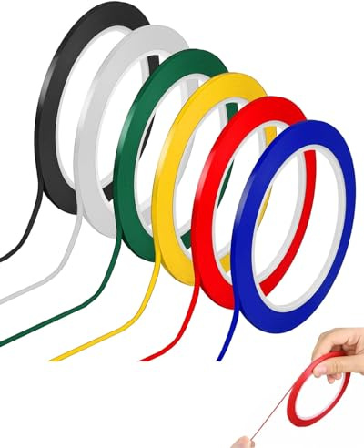WINXMIN Cintas adhesivas coloridas 6 rollos adhesiva para pizarra,cinta para artistas,adhesiva para maquetas, líneas de pizarra en 6 colores surtidos