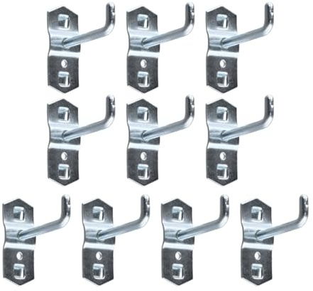 Verktygshållare 10 delar 50 mm krok, perforerade väggkrokar fyrkantigt hål pinntavla metall förvaringsställ hårdvara arrangör visningsände