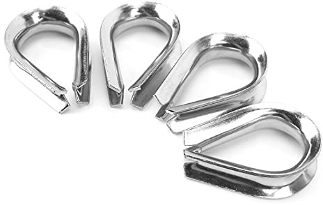 SUNGOOYUE 4 Guardacabos de Acero Inoxidable M12 de 12 Mm para Cables, Superficie Lisa Pulida Electrolíticamente y Antioxidante, con Bucles que No Se Alargan, para Aparejos Industriales