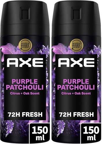 AXE Déodorant Homme Spray Anti-Transpirant Purple Patchouli - Collection Prestige - Fraîcheur 72h non-stop - Parfum citron lavande et patchoulil - 150ml (Lot de 2)
