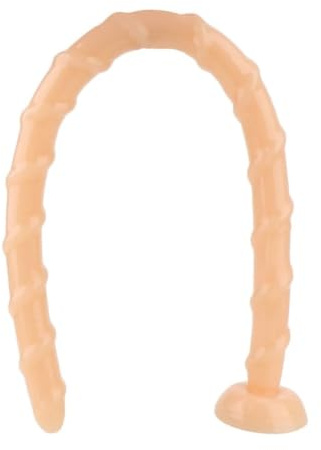 Pito Anal de 47cm con Cepillo para Estimulación G-Spot y Próstata, Silicona Suave, Ideal para Juegos Nupciales y Roleplay, Color Carne