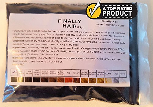 Hair Building Fibers Medium Brown 25 Grams Refill Your Existing Bottle. Highest Grade Fiber By Finally Hair