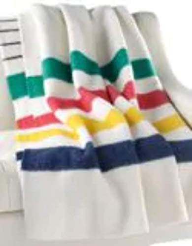 Hudson's Bay Company 90 by 100-Inch Queen Size 6 Point Blanket, Natural/Multi Stripe