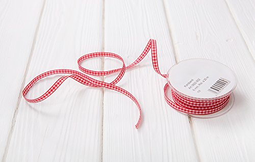 Logbuch-Verlag ROT WEISS KARIERTES Geschenkband Vichy karo Paketband Band Bastelband Deko Weihnachten 20 m 10 mm