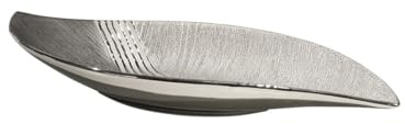 GILDE Deko Schale - Moderne Dekoschale Ablage für Schlüssel - aus Keramik - Farben: Silber Grau - Länge 48,5 cm