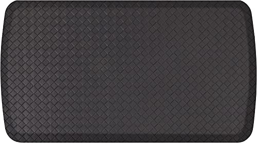 GelPro Elite Premier Gel & Foam Cushioned Anti-Fatigue Kitchen Floor Comfort Mat, Padded Stain-Resistant, Waterproof, Non-Slip Comfort Padded Desk/Office Mat, 20 x 36, Basketweave Black