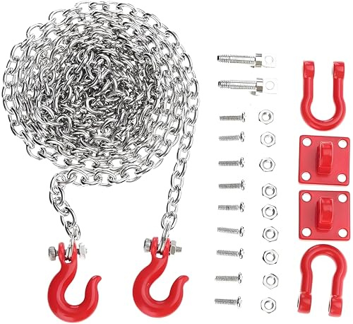 RC Car Tow Hook Trailer Chain Set, RC U Shaped Rescue Tow Hook Trailer Chain Assemble Parts for RC Climbing Crawler Car Upgrade Part