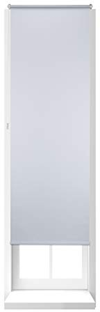 Relaxdays 1 x Thermo Verdunklungsrollo, Hitzeschutz, Fenster Seitenzugrollo, Klemmfix ohne Bohren, 70x210, Stoff 66 cm, weiß