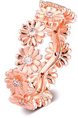 PANDOCCI 2020 Frühling Rose Funkelnde Gänseblümchen Blume Kronenring für Frauen 925 Silber DIY Passend für Original Pandora Armbänder Charme Modeschmuck (58#)