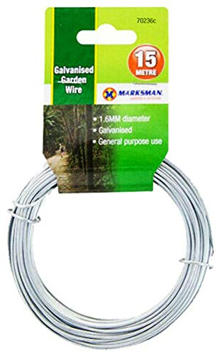 Nti Gartendraht, verzinkt, grün, für Pflanzen, Zuhause, dick, silberfarben, dünn, Metall, für Außen- und Innenbereiche, Allzweckschnur, gedreht, 1,6 mm x 15 m, verzinkter Silberdraht