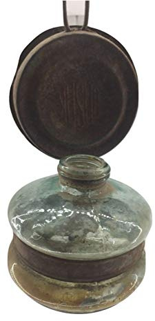 artigianatodaloise Lámpara antigua de cristal antiguo aceite petróleo hierro de decoración vintage taberna