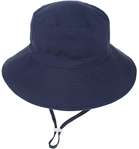 Malaxlx Baby Sun Hat Adjustable Wide Brim Bucket Hat for Boys Girls | Wide Brim Sun Protection with Breathable Mesh Lining Chin Strap Comfort for Baby Beach Travel Outdoor Play Summer Wear